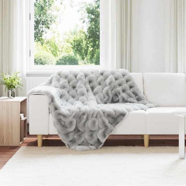 Protiskluzová deka z umělé králičí kožešiny Olite 4 pcs Šedá