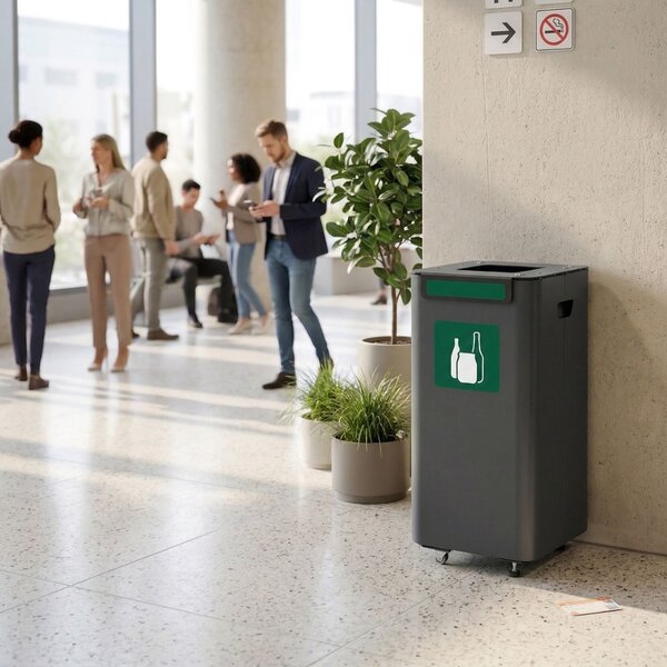 Alda Odpadkový koš na tříděný odpad Modular, 70 l, lakovaná ocel černá, na sklo