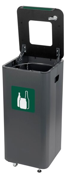 Alda Odpadkový koš na tříděný odpad Modular, 70 l, lakovaná ocel černá, na sklo