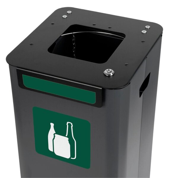Alda Odpadkový koš na tříděný odpad Modular, 70 l, lakovaná ocel černá, na sklo