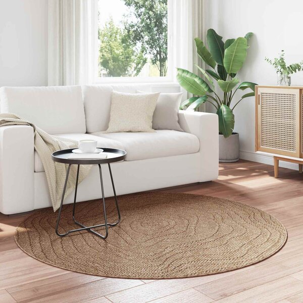 Kusové koberce Moiré Kulatý AGIRA Přírodní Ø 120 CM Polyester