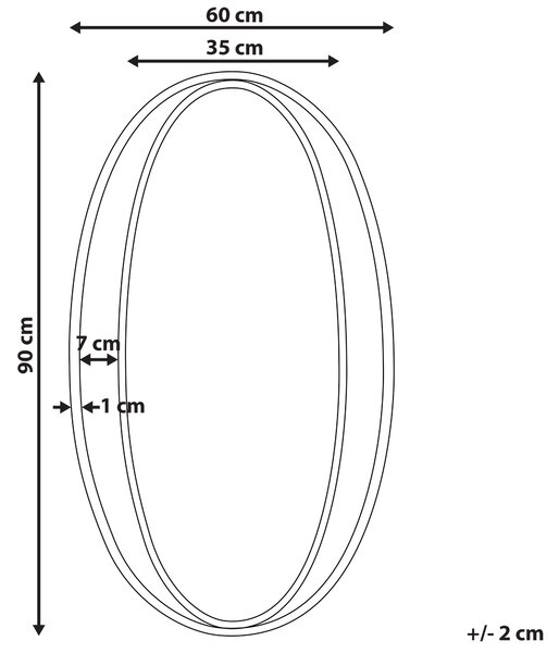 Zrcadlo BESSON 55 cm 90 cm Kov Zlatá