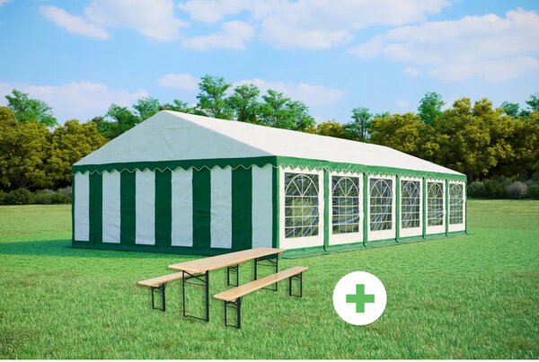 Párty stan 6x12m STANDARD SET – stan + pivní sety barva Červeno-bílá