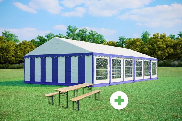 Párty stan 6x12m STANDARD SET – stan + pivní sety barva Červeno-bílá