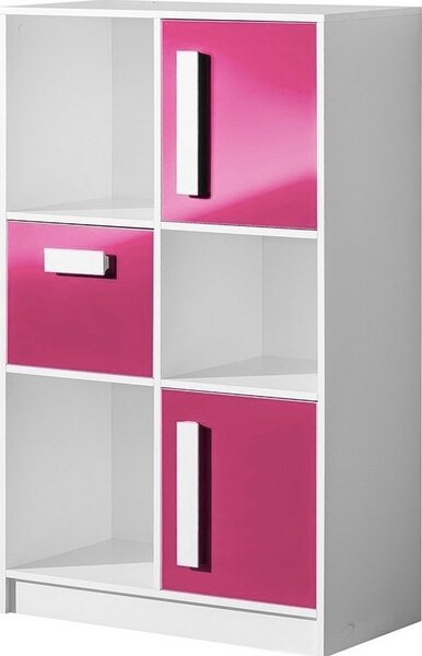 Casarredo - Komfort nábytek Dětská skříňka GULLIWER 7 výběr barev | Vyberte si barvu úchytu:: dom-uch-šedá,barva: dom-růžová-lesk
