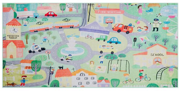 Dětský koberec s potiskem města 80 x 150 cm zelený KEMER