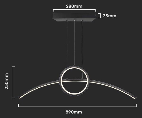 LED Solution Černé závěsné LED svítidlo designové 89cm 30W 6933