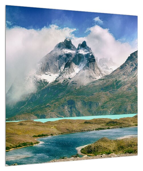 Obraz horské krajiny s řekou (50x50 cm)