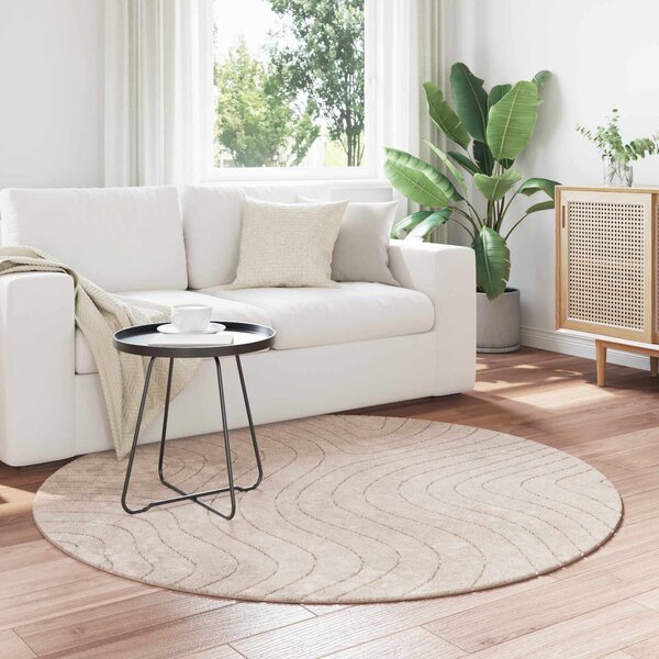 Kusové koberce Kulatý PALMERAS Béžová Ø 120 CM Polyester