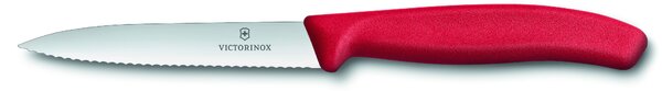 VICTORINOX Nůž na zeleninu s vlnkovaným ostřím 10 cm červený