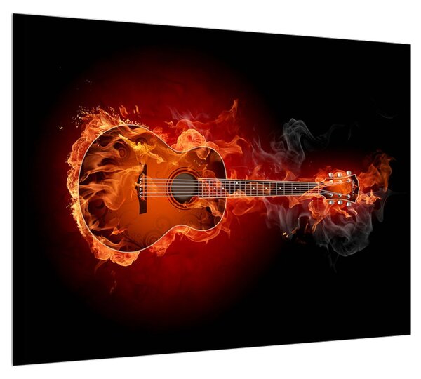 Obraz kytary v ohni (70x50 cm)