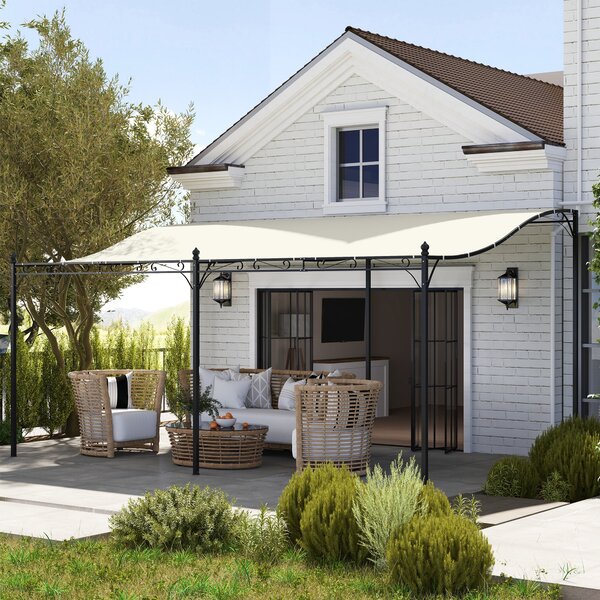 Outsunny Pergola s přístřeškem, voděodolná markýza, volně stojící zahradní pavilon, stínění pro terasu a zahradu, přibližně 3x5x2,5 m, krémově bílá |