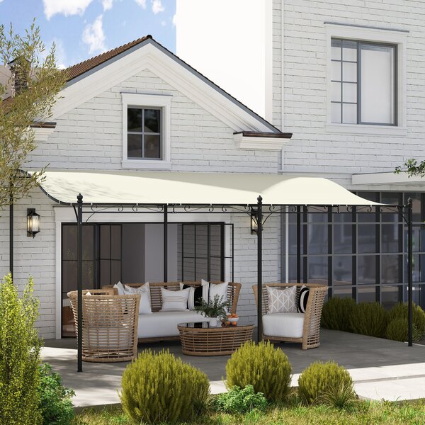 Outsunny Pergola s přístřeškem, voděodolná markýza, volně stojící zahradní pavilon, stínění pro terasu a zahradu, přibližně 3x5x2,5 m, krémově bílá |