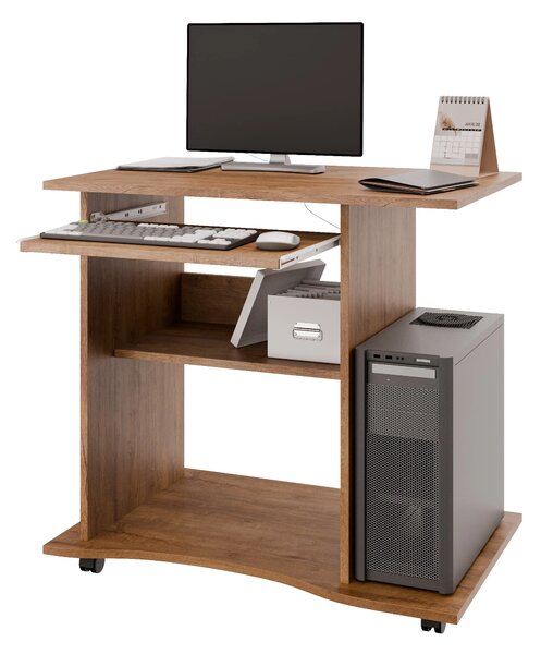 Praktický PC stůl s výsuvnou deskou NEJBY LYLE, dub lefkas