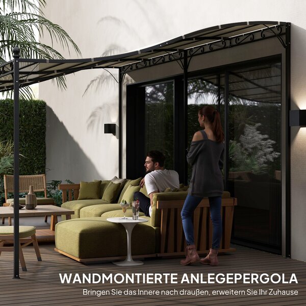 Outsunny Pergola s přístřeškem, voděodolná markýza, volně stojící zahradní pavilon, stínění pro terasu a zahradu, přibližně 3x5x2,5 m, krémově bílá |