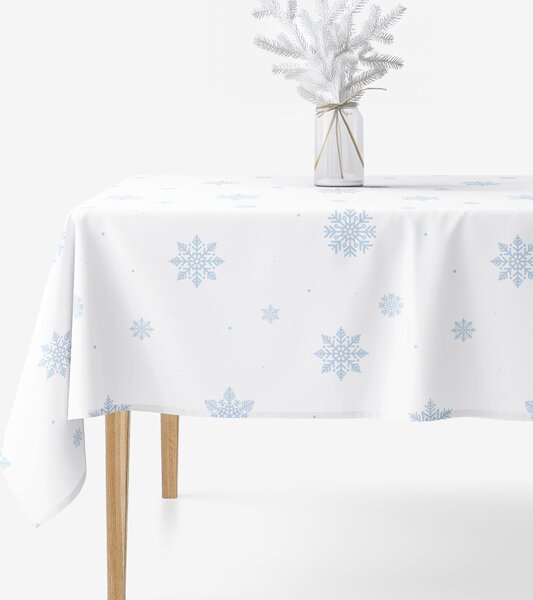 Goldea vánoční hranatý ubrus 100% bavlněné plátno - modré vločky na bílé 80 x 80 cm
