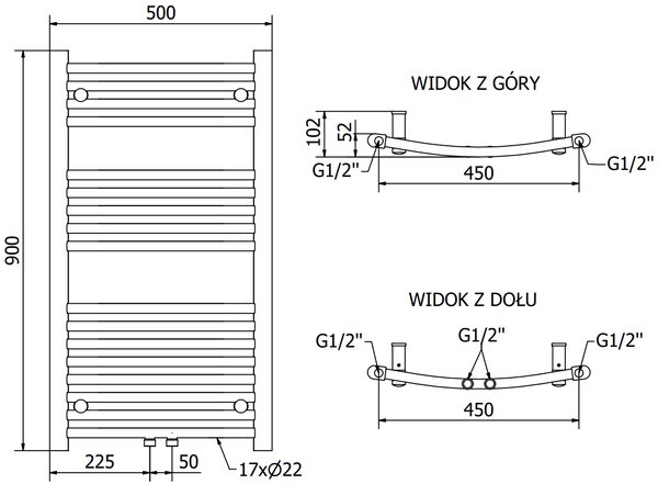 Mexen Ares, elektrické topné těleso 900 x 500 mm, 400 W, bílá, W102-5900-500-6400-20