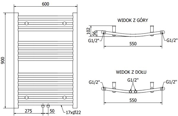 Mexen Ares, elektrické topné těleso 900 x 600 mm, 400 W, bílá, W102-5900-600-6400-20