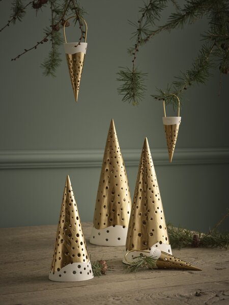 Kähler Design Porcelánová vánoční ozdoba Nobili Cone Gold - 15,5 cm KD440