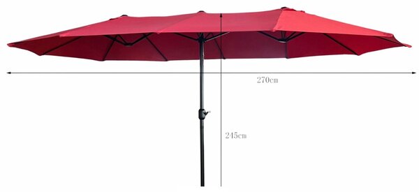 Ak furniture Dvojitý zahradní slunečník TILIA 460x270 cm červený