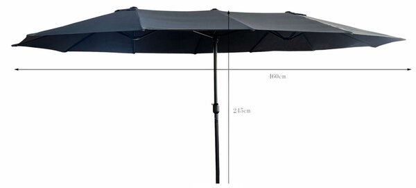 Ak furniture Dvojitý zahradní slunečník TILIA 460x270 cm tmavě šedý