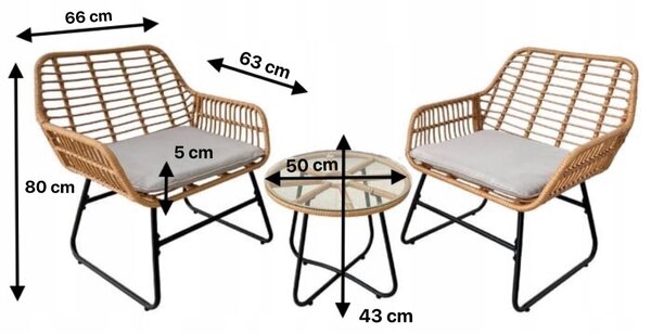 Garden Line Sada zahradního nábytku OTILIE hnědo-šedá