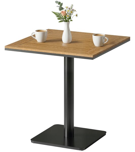 Outsunny čtvercový balkonový stůl 70 × 70 cm — výška 74 cm, WPC dřevěný vzhled a kovový rám, nosnost 30 kg — přírodní dřevo | Aosom