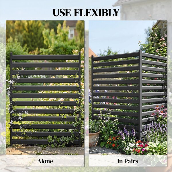 Outsunny zahradní plot 2 panely 152 × 91 cm – kovový panel pro soukromí s nosníky a krytkami, zapojovací dekorativní panely odolné proti korozi, bez k