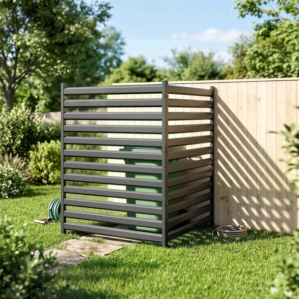 Outsunny zahradní plot 2 panely 152 × 91 cm – kovový panel pro soukromí s nosníky a krytkami, zapojovací dekorativní panely odolné proti korozi, bez k