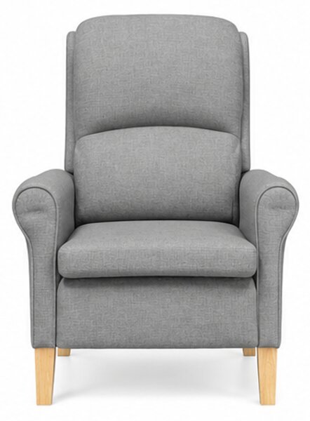 Křeslo relaxační, odpočinkové, ušák, dřevo/textil, 101x95x75 cm, přírodní/světle šedá, Dekorino KR20260034