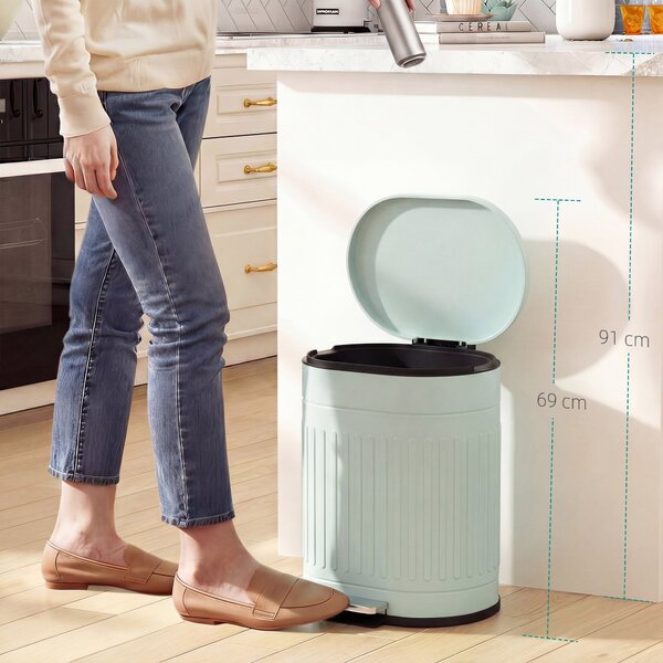 HOMCOM 20 l odpadkový koš s víkem a nožním pedálem – vyjímatelný vnitřní kbelík, tlumené zavírání – zelený, 36,5 x 31,2 x 45 cm | Aosom