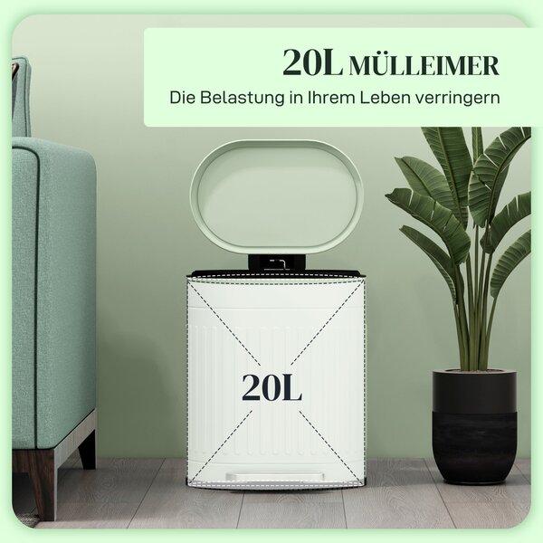 HOMCOM 20 l odpadkový koš s víkem a nožním pedálem – vyjímatelný vnitřní kbelík, tlumené zavírání – zelený, 36,5 x 31,2 x 45 cm | Aosom