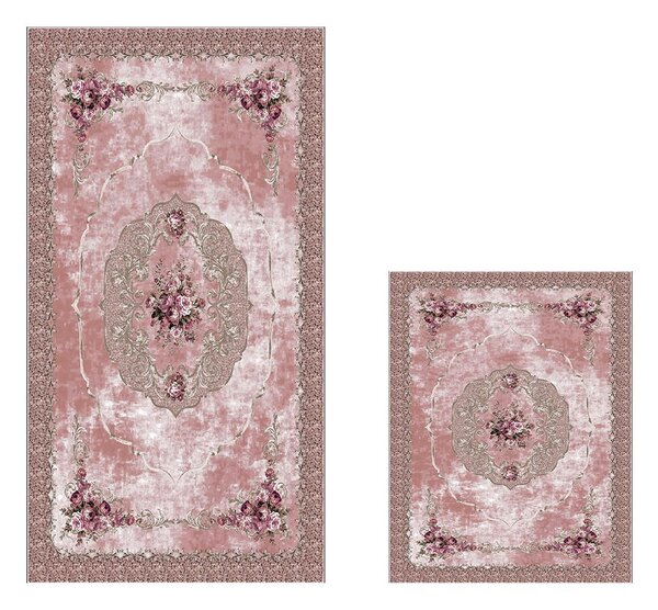 Růžové koupelnové předložky v sadě 2 ks 60x100 cm – Foutastic