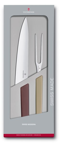 VICTORINOX Sada nože a vidličky na maso Swiss Modern barevná