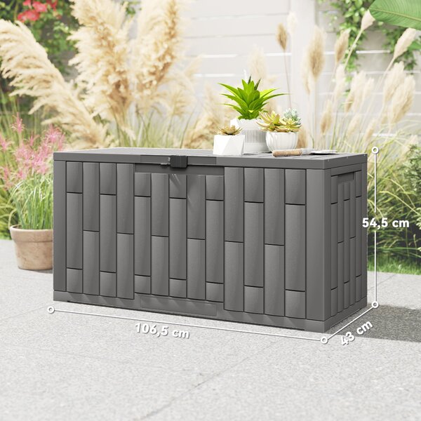 Outsunny venkovní úložný box 227 l, vodě a UV odolný pryskyřicový box s možností uzamčení pro zahradu, terasu, 106,5 x 43 x 54,5 cm | Aosom