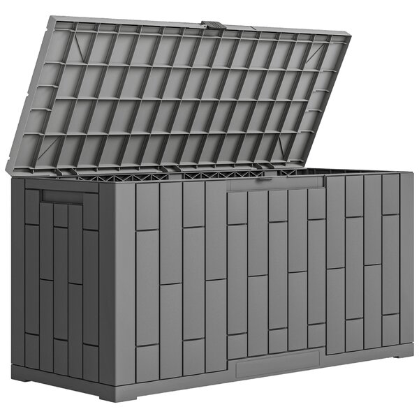 Outsunny venkovní úložný box 227 l, vodě a UV odolný pryskyřicový box s možností uzamčení pro zahradu, terasu, 106,5 x 43 x 54,5 cm | Aosom