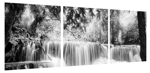 Černobílý obraz vodopádů (90x30 cm)