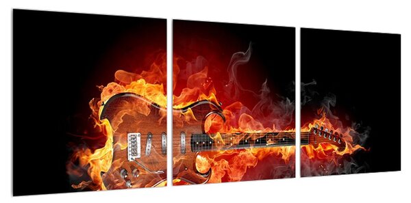 Obraz kytary v ohni (90x30 cm)