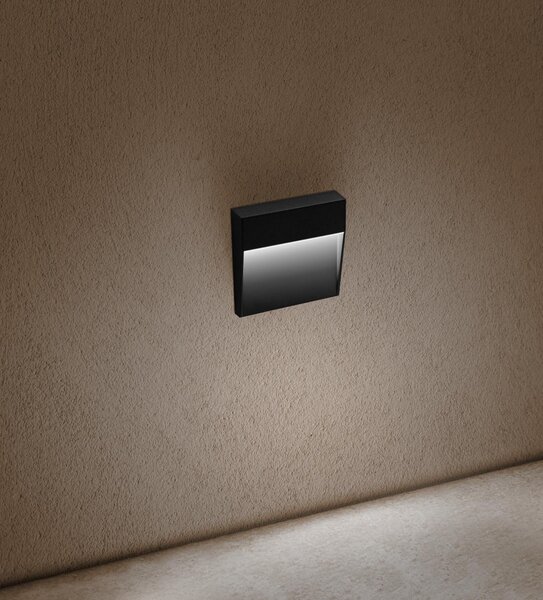 CEN PEONES-041040 SEGNAPASSO LED PASEO QUADRATO venkovní nástěnné svítidlo černá 4W 4000K IP54 - CENTURY