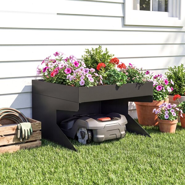 Outsunny garáž pro robotickou sekačku s truhlíkem — pozinkovaná ocel, 75 × 70 × 46 cm | Aosom