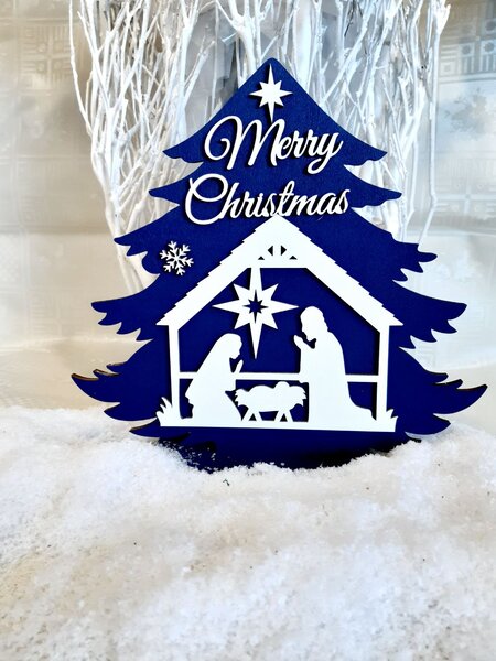 Vánoční dekorace Merry Christmas s betlémem čislo: 1
