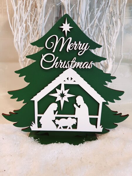 Vánoční dekorace Merry Christmas s betlémem čislo: 1