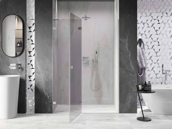 Mexen, Mexen Lunar levé výklopné sprchové dveře 130 cm, transparentní, broušený nikl - 834-130-000-97-00-L