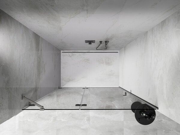 Mexen, Mexen Lunar levé výklopné sprchové dveře 130 cm, transparentní, broušený nikl - 834-130-000-97-00-L