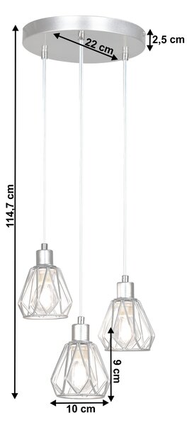 KONDELA Visící lampa, stříbrná/kov, OKIRA TYP 1