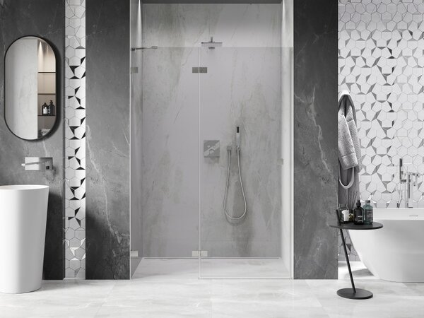 Mexen, Mexen Lunar levé výklopné sprchové dveře 130 cm, transparentní, broušený nikl - 834-130-000-97-00-L