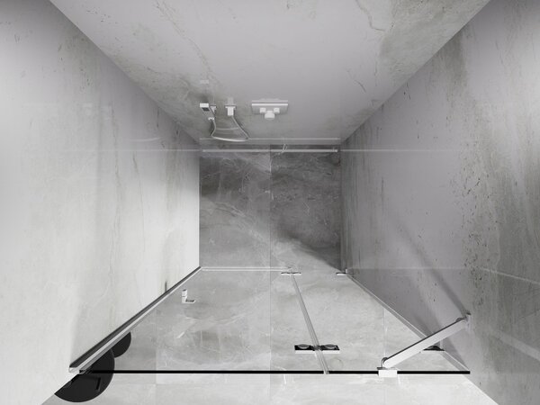 Mexen, Mexen Lunar pravé otočné sprchové dveře 80 cm, transparentní, bílé - 834-080-000-20-00-P