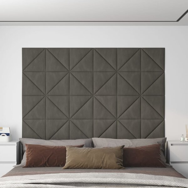 Nástěnné panely 12 ks tmavě šedé 30x30 cm samet 0,54 m²