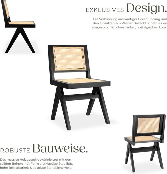 Tectake® Dřevěná židle Lissy Boho style 48,5 x 53,5 x 83 cm, nosnost 120 kg
