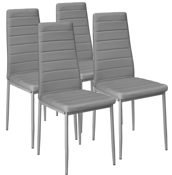 Tectake 401846 4 jídelní židle, syntetická kůže - šedá